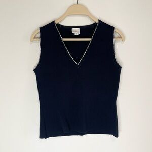 Vintage Von Saken Womens Rhinestone V-Neck Vest 90s Office Siren Stretch goth S